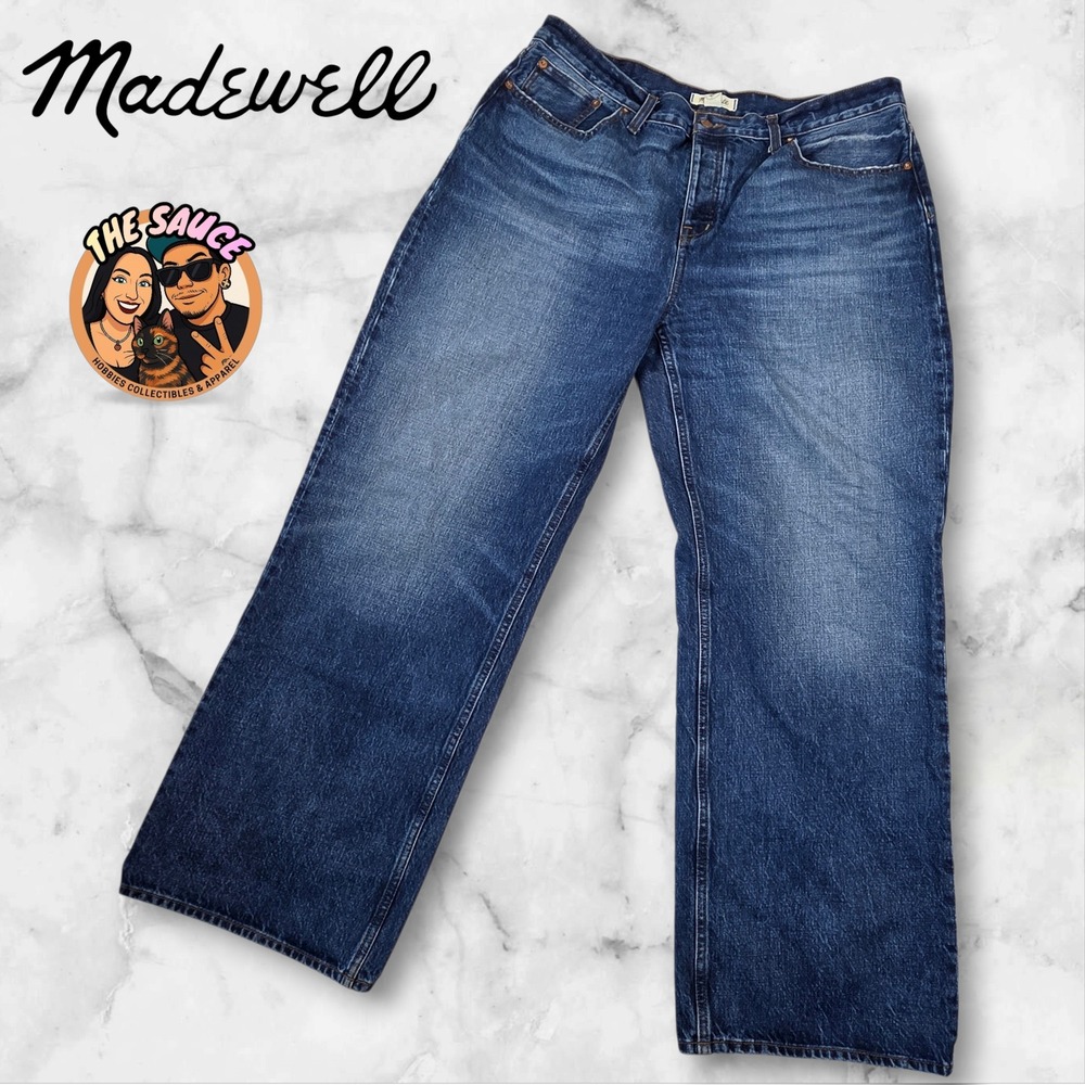 Madewell Women's Wide Leg Flare Jeans - Dark Blue Denim